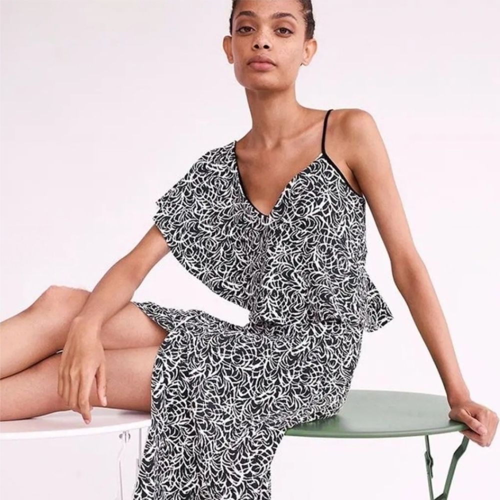 CLUB MONACO Asymmetrical V-Neck High-Low Maxi Dress Women's Size 0